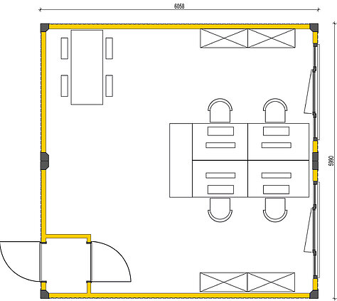 Grundriss: Bürocontainer 6058x5990mm
