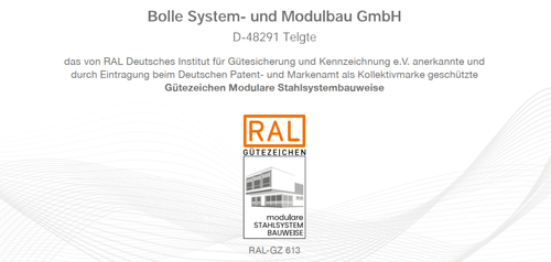 bolle-zertifikat-RAL-modulare-Stahlsystembauweise